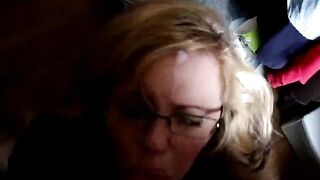 tattoed milf giving head and cum