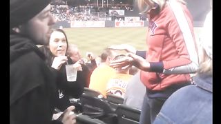 Beautiful girl spits in man's face in public