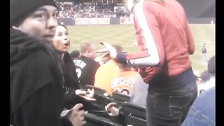 Beautiful girl spits in man's face in public