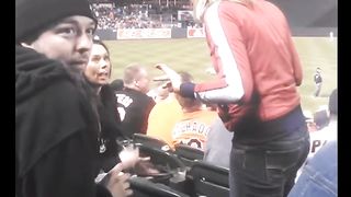 Beautiful girl spits in man's face in public