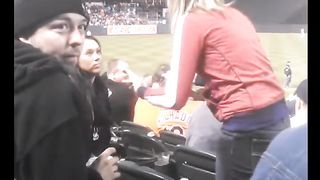 Beautiful girl spits in man's face in public