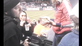 Beautiful girl spits in man's face in public