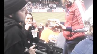 Beautiful girl spits in man's face in public