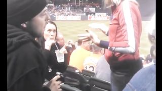 Beautiful girl spits in man's face in public