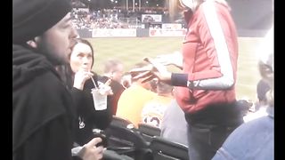 Beautiful girl spits in man's face in public