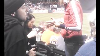 Beautiful girl spits in man's face in public