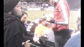 Beautiful girl spits in man's face in public