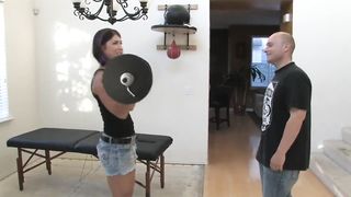 curling and getting muscle worshipped