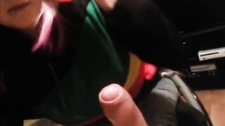 Blonde Hot chick sucks cock and swallows every drop