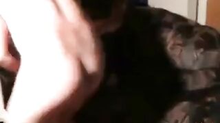 girl in latex gets fucked, cuckold hubby licks sperm