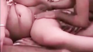 Arab housegirl with 2 young men