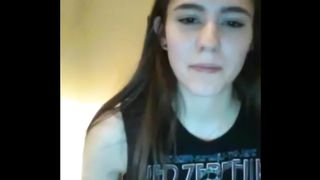 shy brunette 1st time masturbating on cam 2