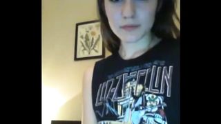 shy brunette 1st time masturbating on cam 2