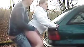 Chubby öffentliches Auto doggy