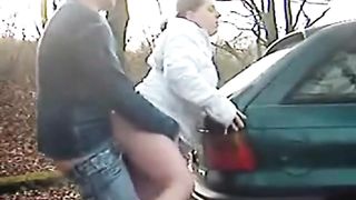 Chubby öffentliches Auto doggy