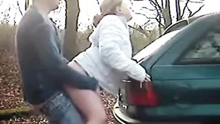 Chubby öffentliches Auto doggy