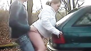 Chubby öffentliches Auto doggy