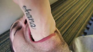 Nikki Next after workout foot slave