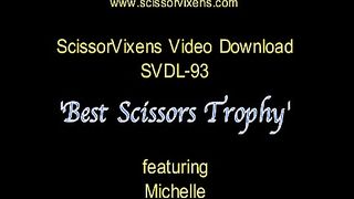 Beats her husband with scissors