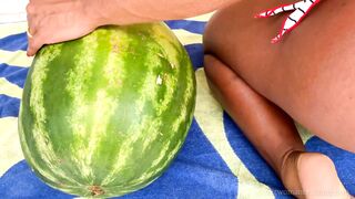 ALima crushes watermelon easily