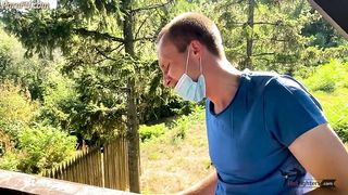 Strong karate bare feet beat two guys