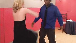 Claire - disciplining the saleman with her kicks