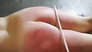 Lezdom - slave girl Getting the Cane