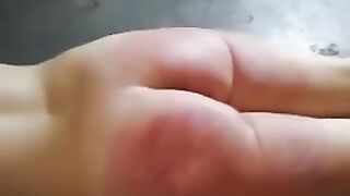 Lezdom - slave girl Getting the Cane