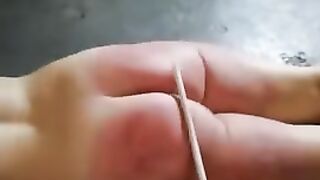 Lezdom - slave girl Getting the Cane