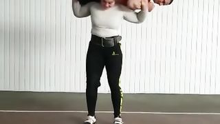 strong women lift guy overhead
