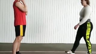 strong women lift guy overhead