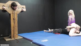 Blonde humiliates 2 guys