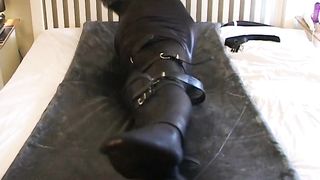 Catsuit guy, Bagged, Bound & to cum