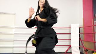 Karate girl and Jiu-Jitsu girl beat a loser man