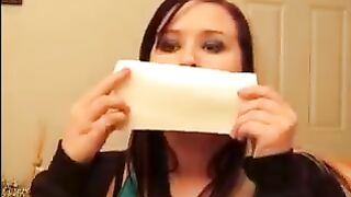 chubby beauty testing her mouth capacity.. (rare)