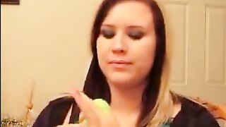 chubby beauty testing her mouth capacity.. (rare)