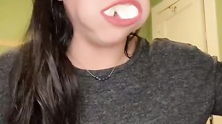 tiktok star doing the chubby bunny challenge
