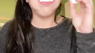 tiktok star doing the chubby bunny challenge