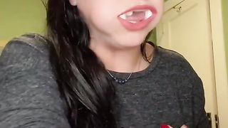 tiktok star doing the chubby bunny challenge