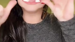 tiktok star doing the chubby bunny challenge