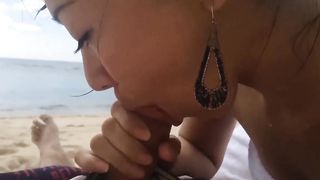Asian Amateur Slut Sucks Off at the Beach You're Salty 2