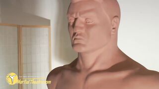 taekwondo woman kick and break down bob