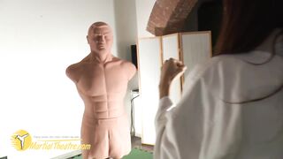 taekwondo woman kick and break down bob