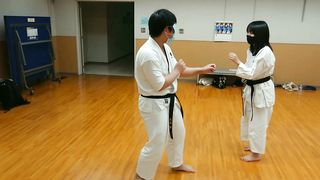 Blind folded karate mixed fight challenge