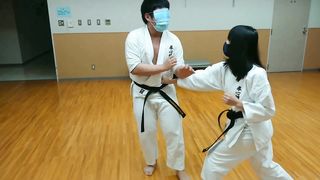 Blind folded karate mixed fight challenge