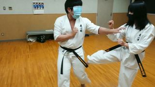 Blind folded karate mixed fight challenge