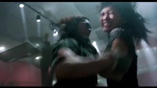 Martial arts mixed fight in black dress