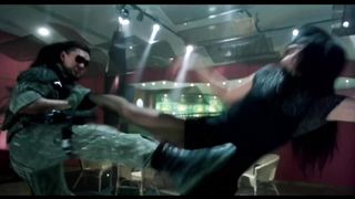 Martial arts mixed fight in black dress