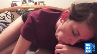 Brunette sucks for cum in mouth. 2