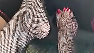 Cock teasing by feet